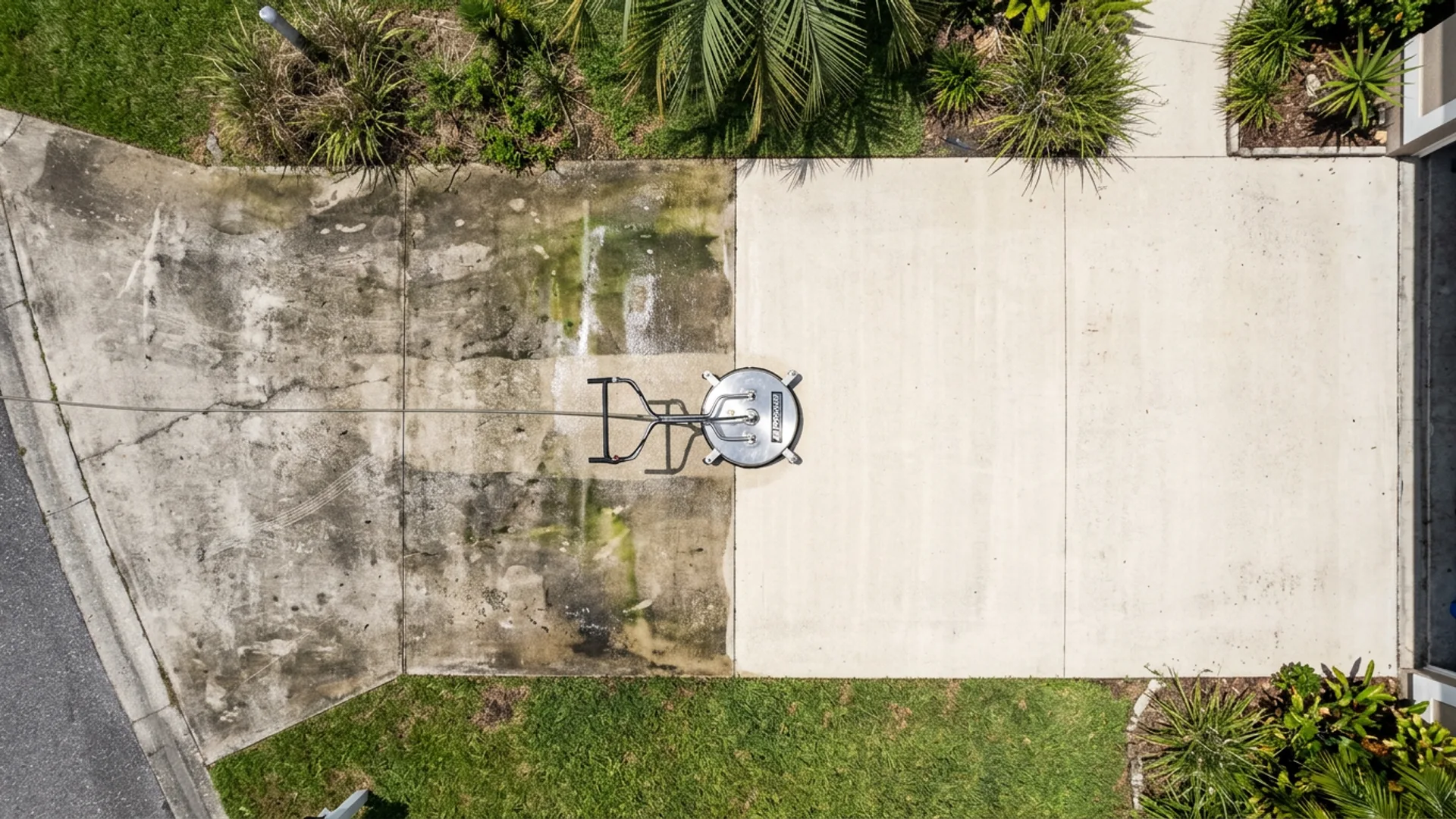 Concrete driveway before and after pressure washing — Ocala, FL