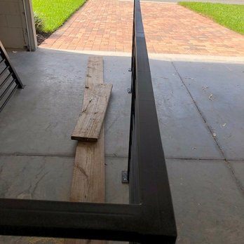 Steel railing frame close-up during fabrication, Ocala FL