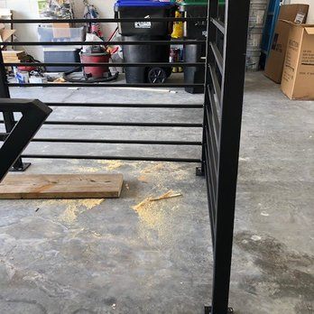 Custom steel horizontal railing in fabrication, Ocala FL