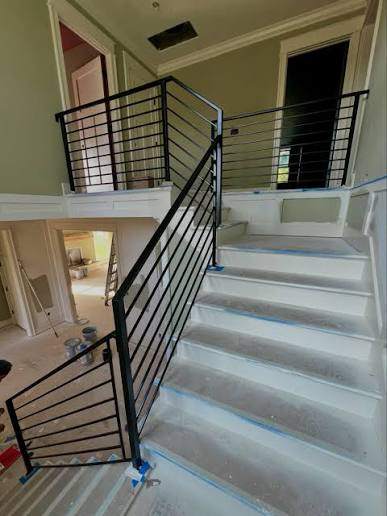 Finished custom steel staircase railing installation, Ocala FL